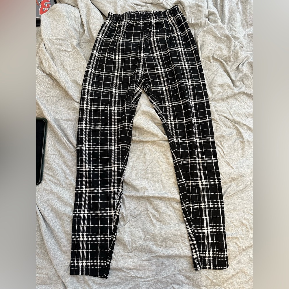 SHEIN Monochrome Plaid Trousers